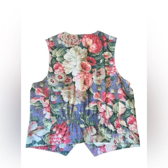 Gotcha Covered Floral Vintage Tapestry Denim Sleeveless Vest| Sz Large - Picture 3 of 8